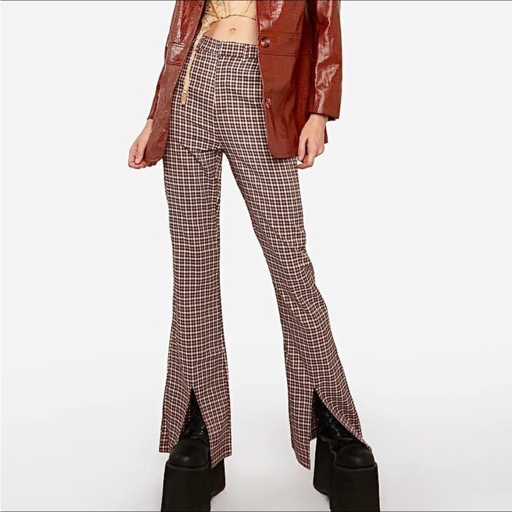 Dolls Kill Plaid Split Hem Flare Pants